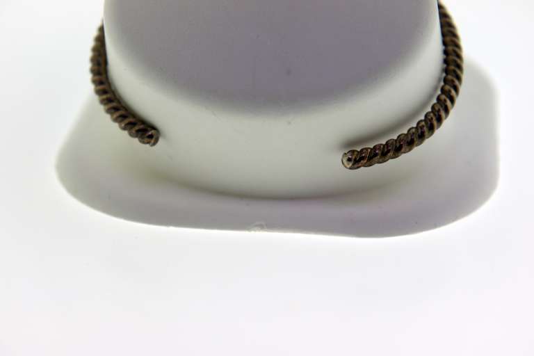 Vintage Sterling Silver Zebra Marble Wire Cuff Bracelet