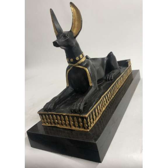 Win Holder Egyptian Anubis Jackal Bronze Sculpture