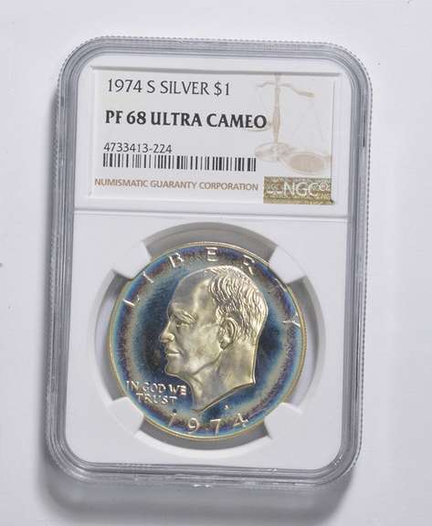 PF68 UCAM 1974-S Eisenhower Silver Dollar - Graded NGC