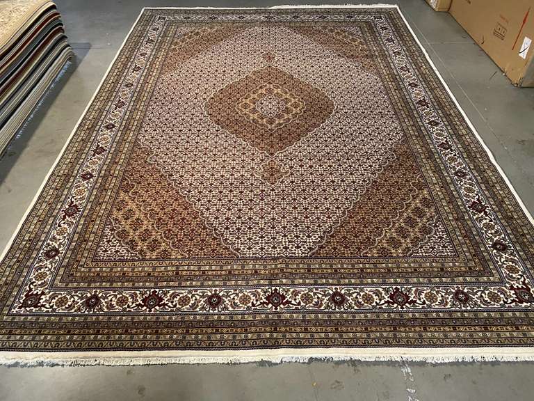 FINE SILK & WOOL PERSIAN TABRIZ RUG 9.9x13.9