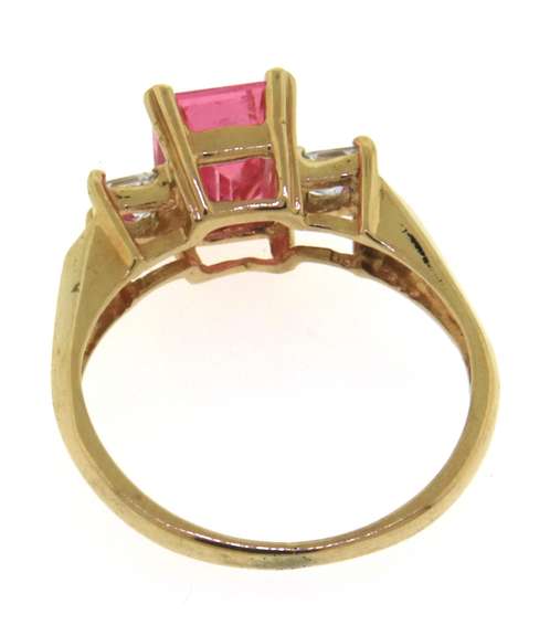 Handsome Yellow Gold Pink and White CZ Ring
