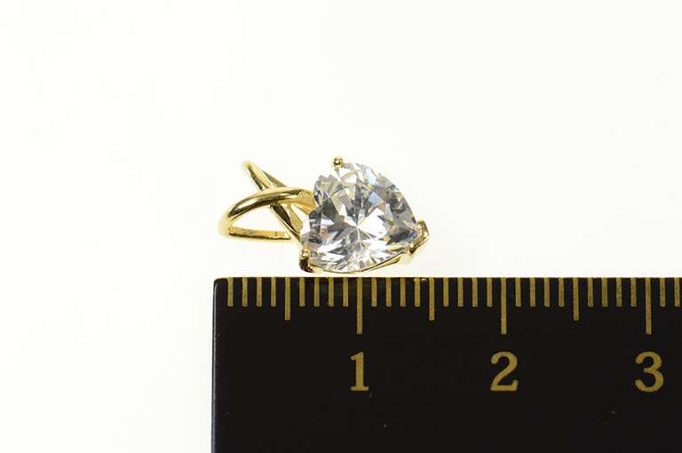 14K Yellow Gold Heart Cubic Zirconia Solitaire Love Symbol Pendant