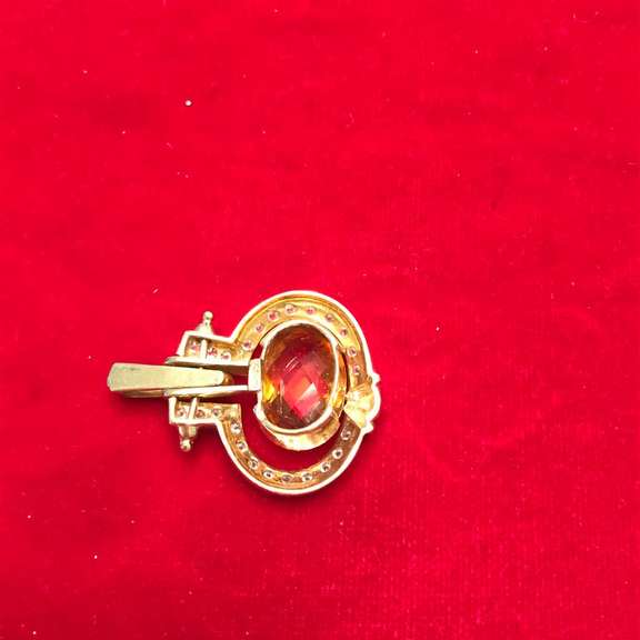 18k yellow gold diamond and citrine pendant