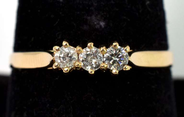 Sweet 3-Stone Diamond Ring in 14KT Yellow Gold