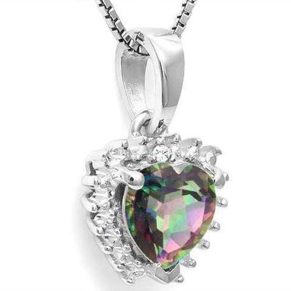 4/5 CT MYSTIC GEMSTONE & DIAMOND 925 STERLING SILVER PENDANT