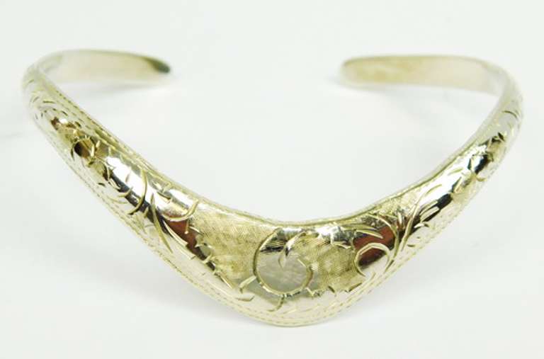 Vintage Engraved Sterling Silver Cuff Bracelet