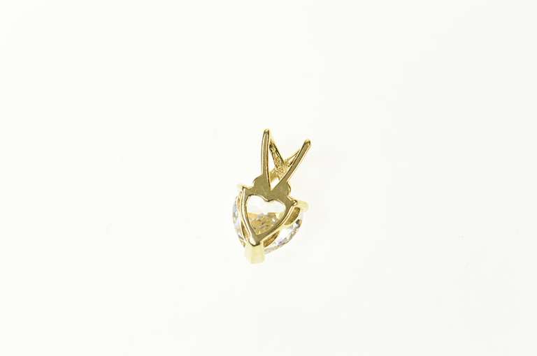 14K Yellow Gold Heart Cubic Zirconia Solitaire Love Symbol Pendant