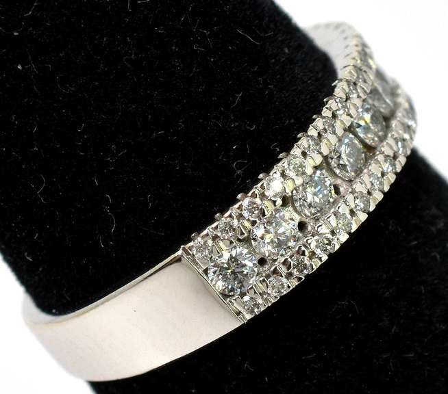 Petite Diamond Band in White Gold, Size 4-1/2