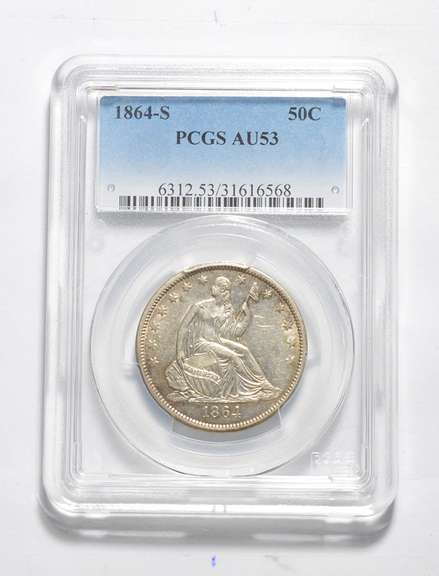 AU53 1864-S Seated Liberty Half Dollar - Graded PCGS
