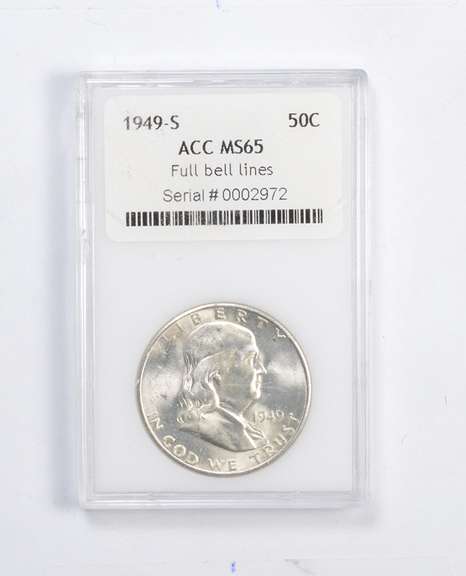 MS65 1949-S Franklin Half Dollar - Full Bell Lines - Graded ACC