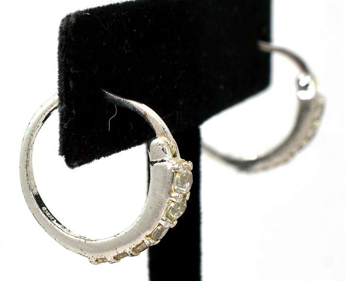 Sparkling CZ Hoops in Sterling Silver
