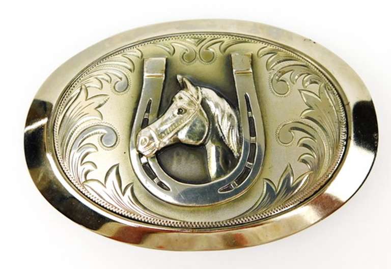Big Ornate Horse Belt Buckle