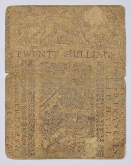 1758 Colonial Delaware 20 Shillings Note