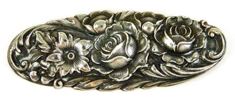Vintage S. Kirk & Son Sterling Rose Repousse Pin