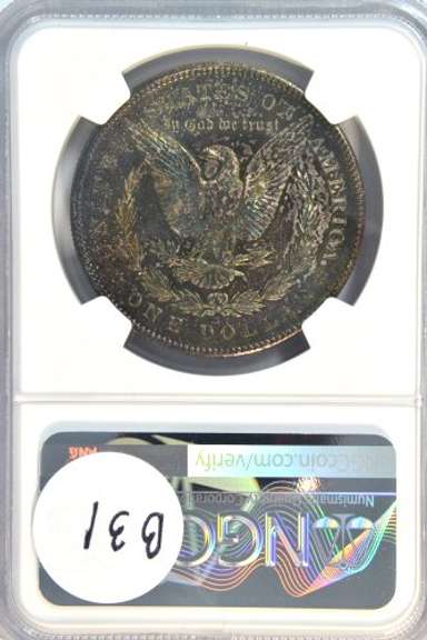 CH BU Rainbow Toned 1878-S Morgan Silver Dollar. NGC MS63