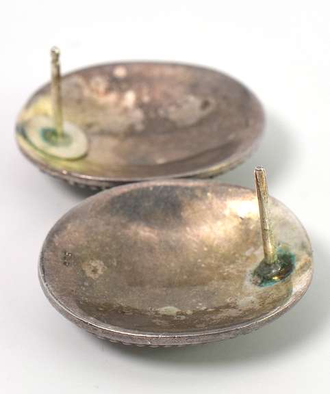 Framed Green Agate Earrings in Sterling Silver