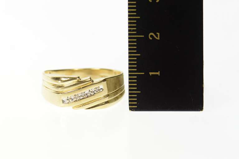 10K Yellow Gold Squared Diamond Men's Classic Wedding Ring