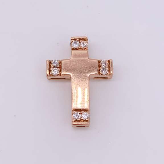 14kt Rose Gold & Diamond Cross Pendant