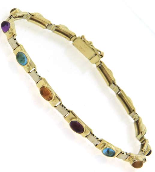Sepctacular Blue Topaz, Amethyst and Citrine Bracelet