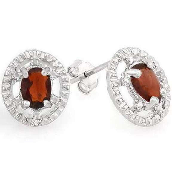 1.40 CARAT GARNET STERLING SILVER EARRINGS STUD