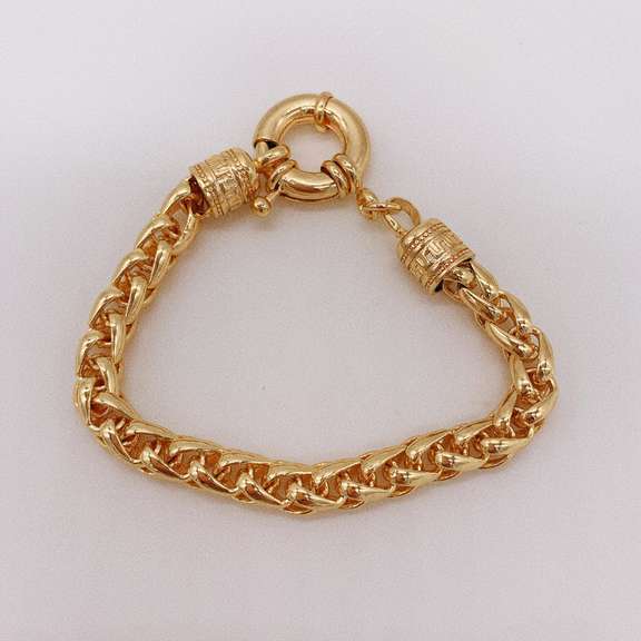 Fancy Italian Made 18kt Gold Plated Greek Key Design Bracelet