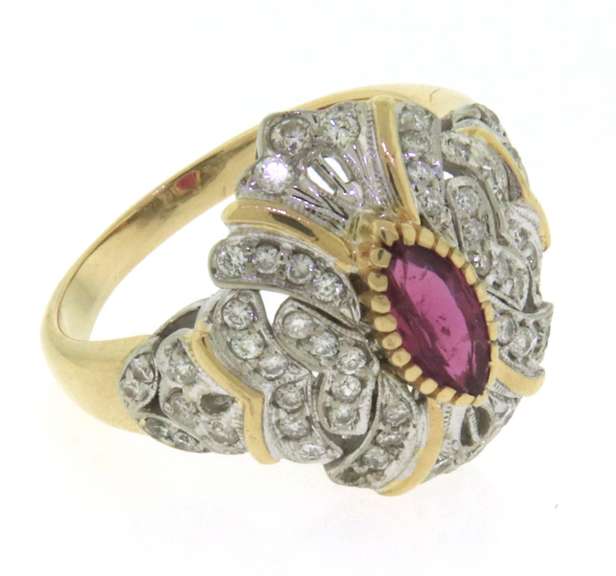 Memorable Rubt and Diamond Yellow Gold ring