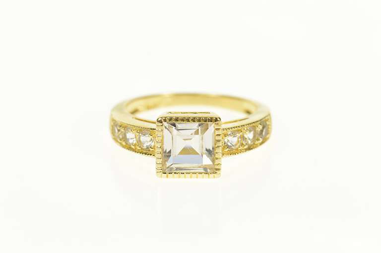 14K Yellow Gold Princess Classic Simple Travel Engagement Ring