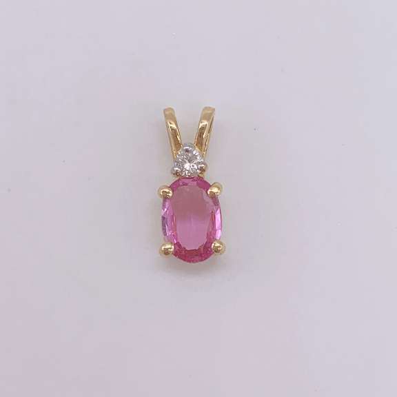 14kt Gold, Pink Sapphire, & Diamond Pendant