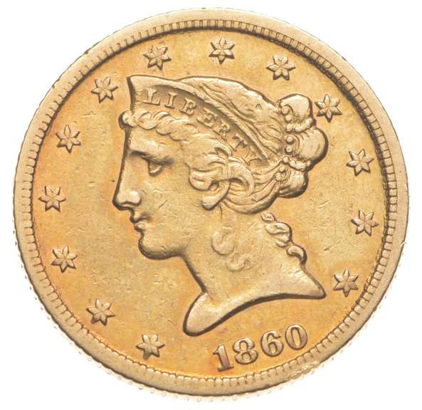 1860-C $5 Liberty Head Gold Half Eagle