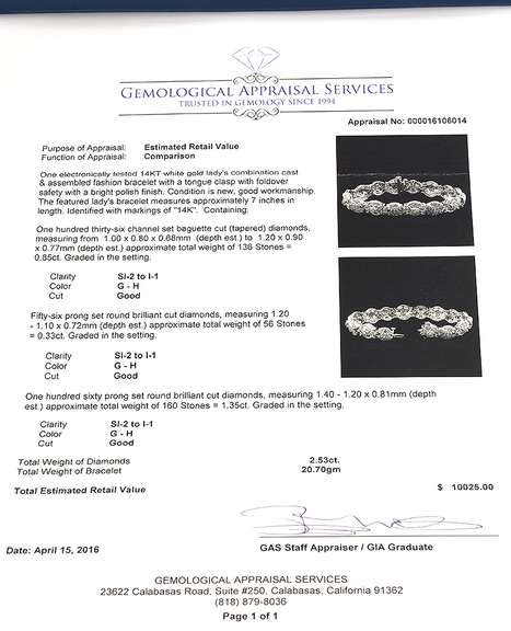 Glittering 2.53CTW Diamond Bracelet in 14KT White Gold