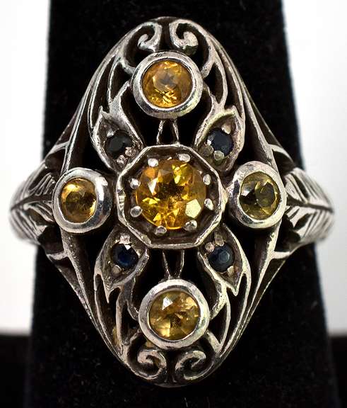 Witchy Citrine & Black Topaz Ring in Sterling Silver