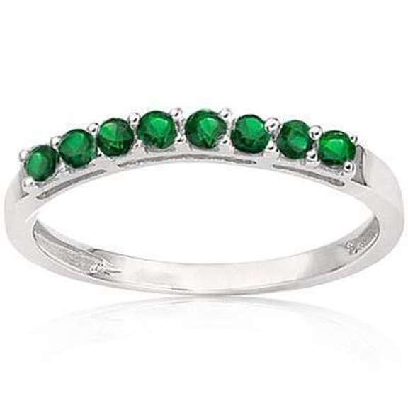 1/4 CT GENUINE EMERALD STERLING SILVER BAND RING