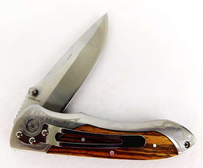 Rite Edge Lock Blade Zebra Folder Knife w/Box