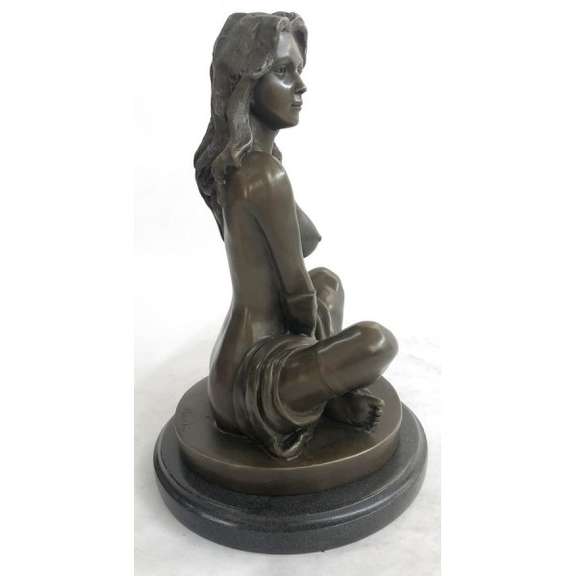 Naked Nude Woman Resting Bronze Statue