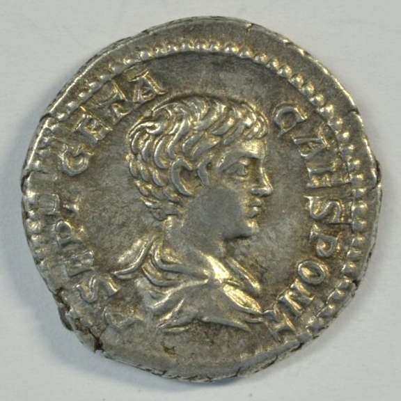 Scarce Near Mint Geta Roman silver Denarius, 209-212 AD