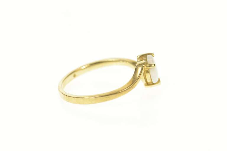 10K Yellow Gold Heart Cut Natural Opal Classic Bypass Love Ring
