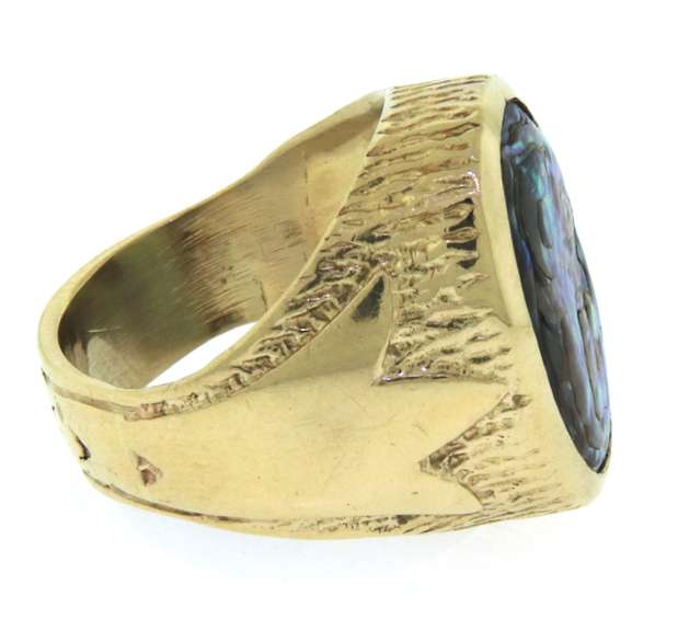 Nice Yellow Gold Abalone Ring