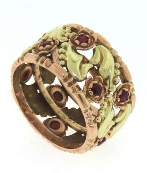 Favorite Yellow Gold Ruby Fretwork Band