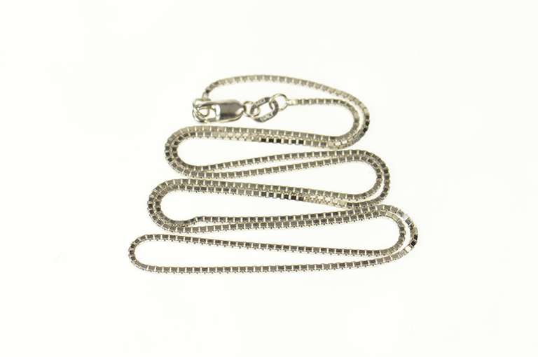 14K White Gold 1.0mm Squared Classic Box Chain Link Necklace