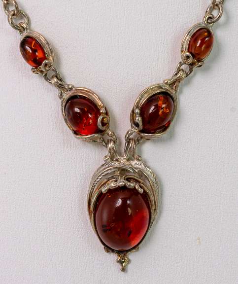 Entrancing Amber Necklace in Sterling Silver