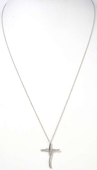 Sweet 1/10CTW Diamond Cross Necklace in White Gold