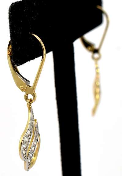 Sparkling CZ Dangle Earrings in 14KT Yellow Gold