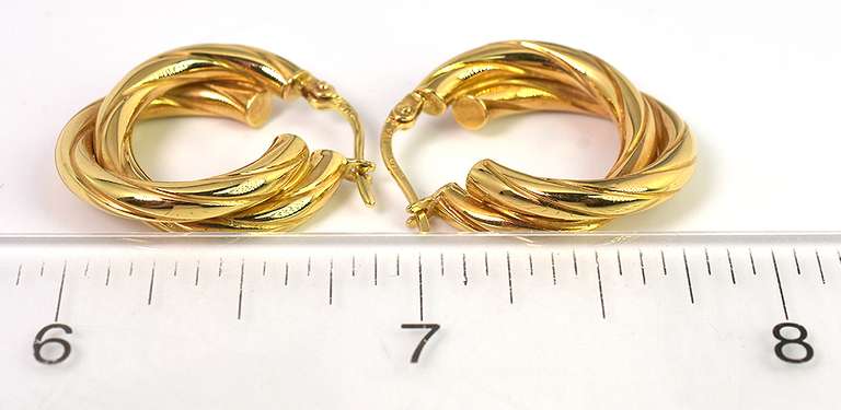 Twisted Double Hoop Earrings in 18KT Yellow Gold