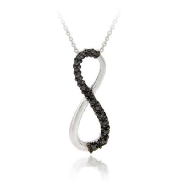 Sterling Silver Black Diamond Accent Infinity Pendant