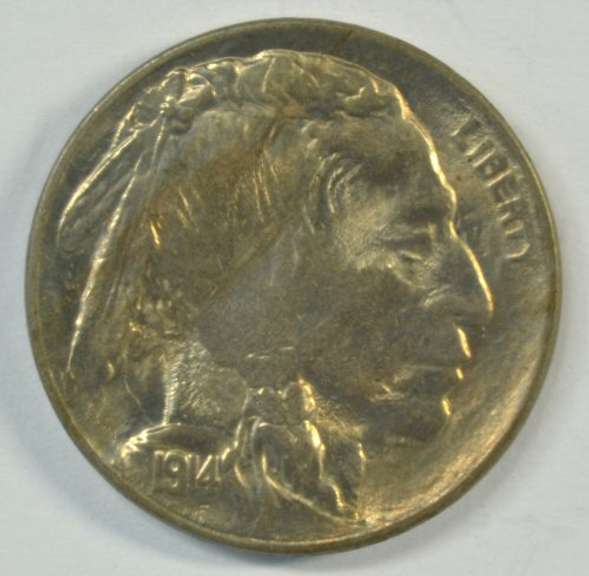 Lovely nearly Gem BU 1914-P Buffalo Nickel. Tougher date