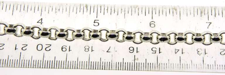 Long Heavy Sterling Silver Circle Link Necklace