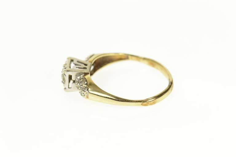 14K Yellow Gold 1940's Diamond Classic Three Stone Engagement Ring