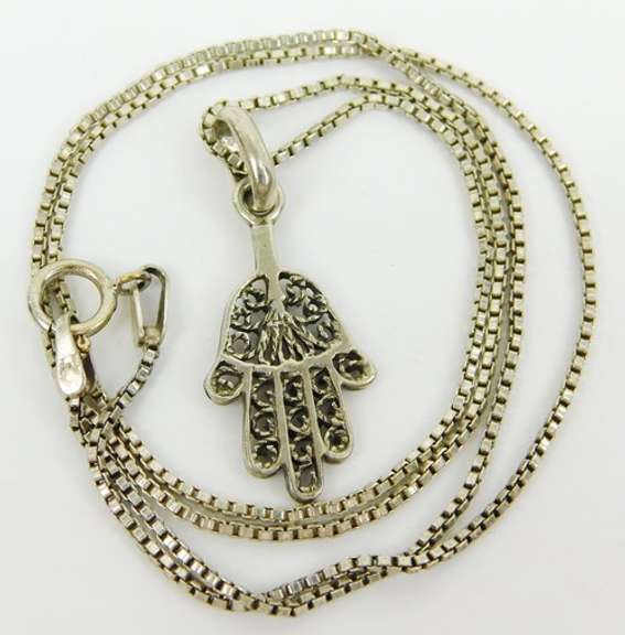 Sterling Hamsa Hand Pendant & Chain