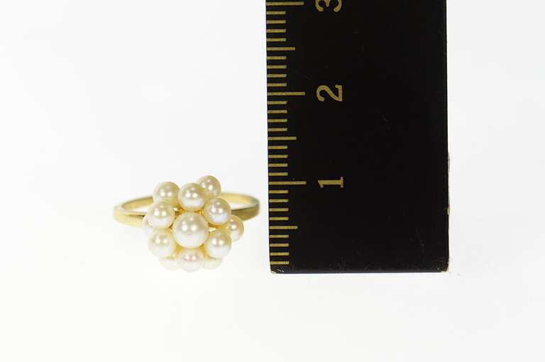 14K Yellow Gold Pearl Cluster Classic Statement Ring