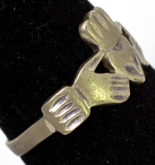 Carved Claddagh Ring in Sterling Silver